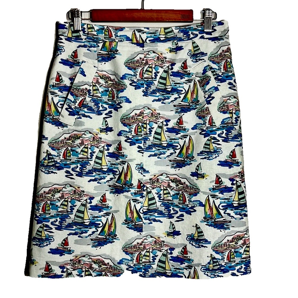 Nine West Sweet Escape Havana Linen Skirt Size 6